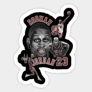 Dennis Rodman Bulls 91 & Michael Jordan 23 Vintage Sticker